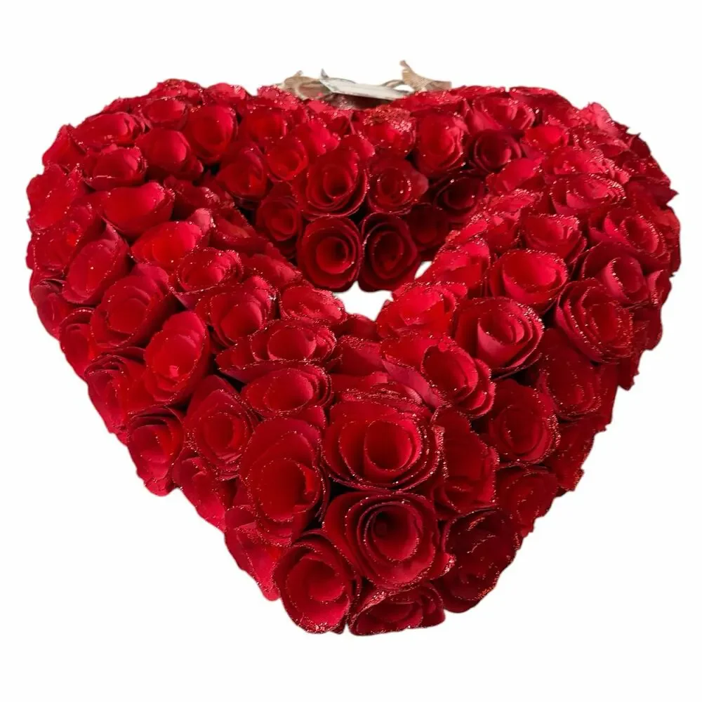 Laura Ashley Red Wood Curl Heart Wreath 20in Valentines Day Decor XO Love NEW